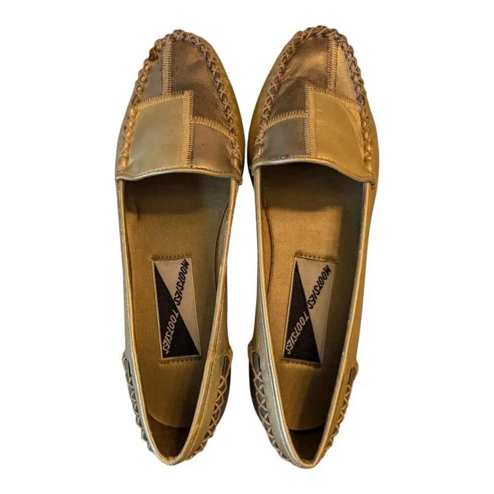 Mootsies Tootsies Metallic Patchwork Leather Loafers Womens 6M Distressed Casual